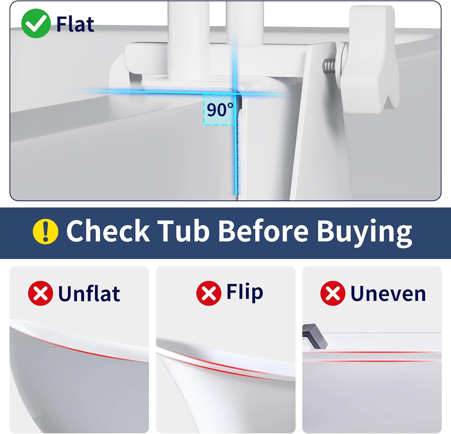 Adjustable Bathtub Handle, Shower Grab Bars for Elderly, Elderly and Disabled, Bathroom Safety Rails Non-Slip Grip, Supports 300 lbs