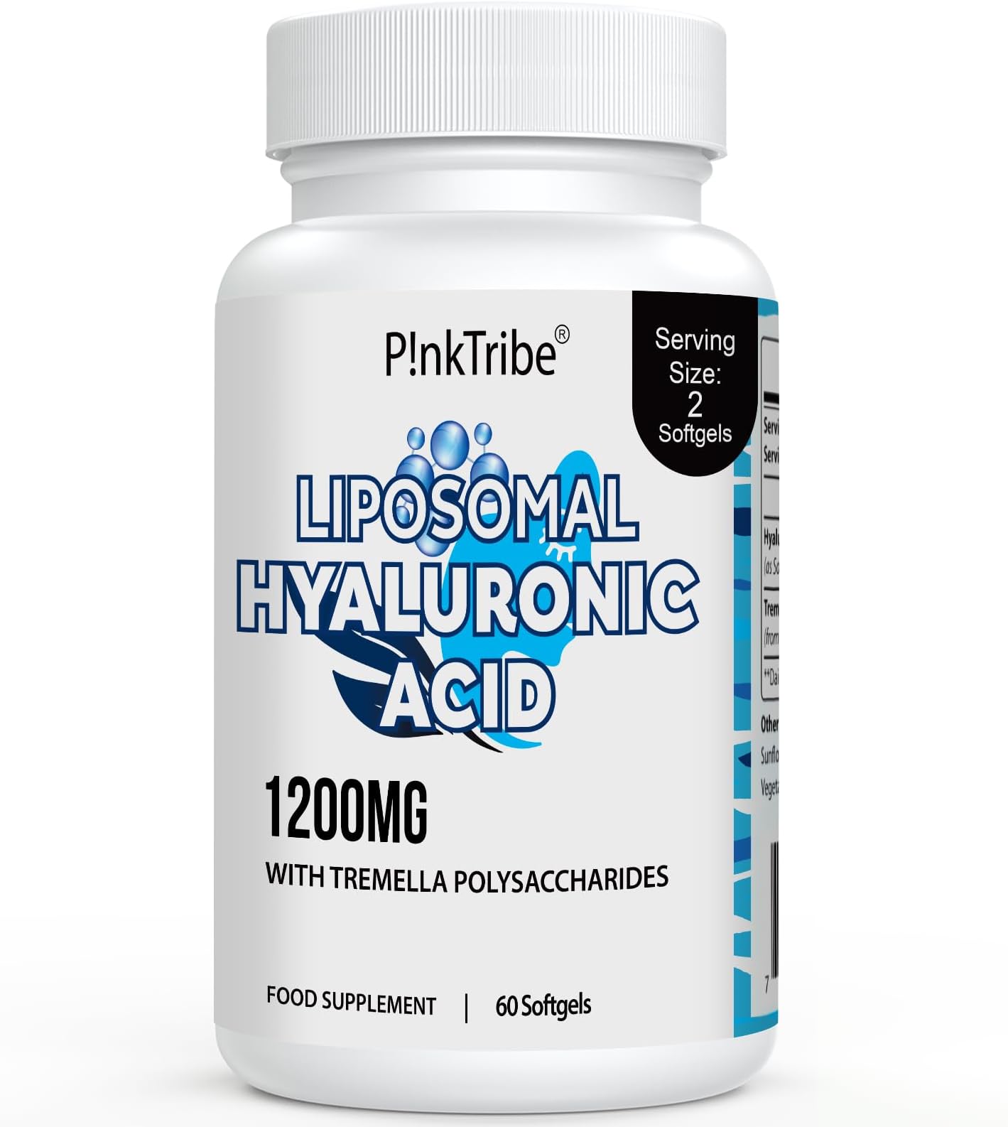 Liposomal Hyaluronic Acid Supplement - 1200mg Per Serving, High-Potency Hyaluronic Acid Capsules, Skin & Joints, 60 Softgels (Pack of 1)