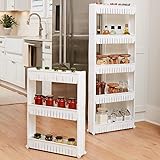 The Lakeside Collection Slim Rolling Storage Kitchen Cart Utility Cart Plastic - 5 Tier