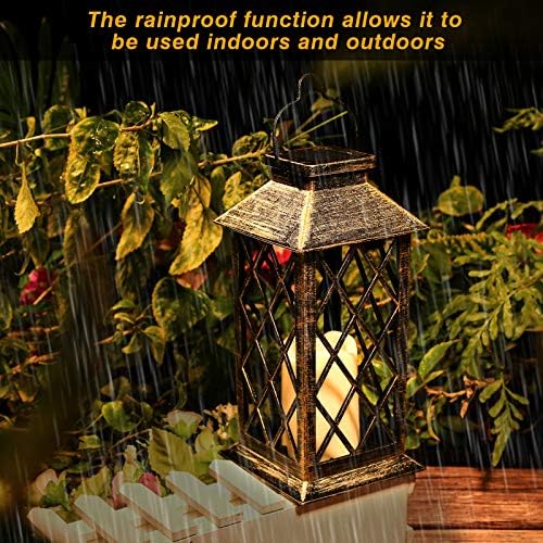 IMAGE Solar Lantern Light Hanging Solar Lanterns Outdoor LED Flickering Flameless Candle Lights Auto On/Off Garden Lighting for Patio, Pathway, Yard and Festival Decoration