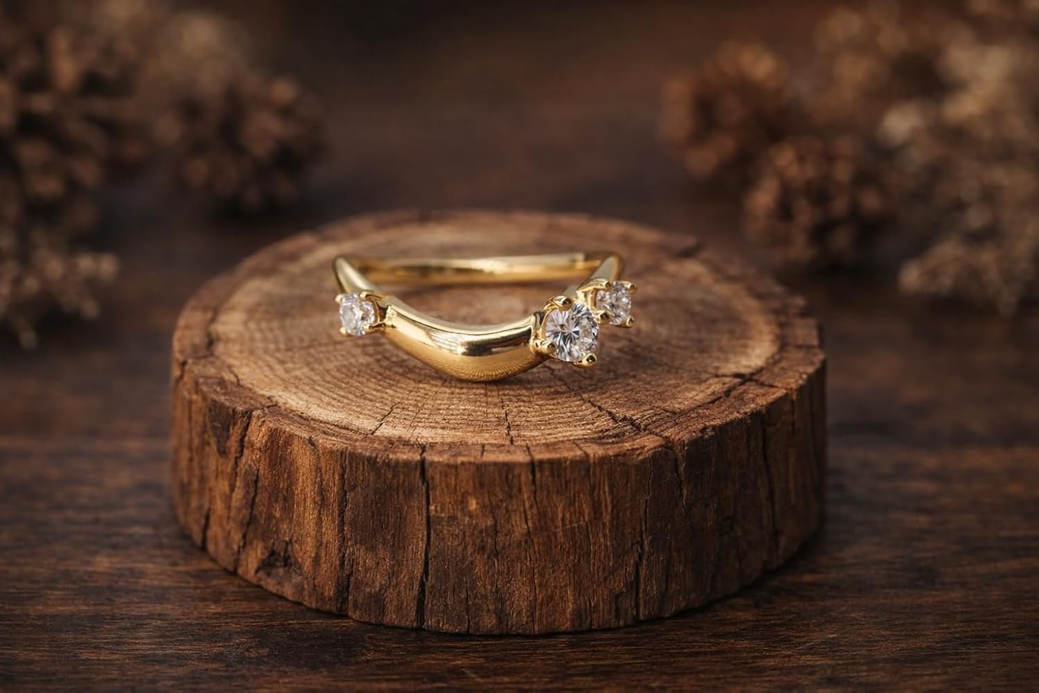 14K Gold Art Deco Diamond Wedding Band for Women Curved Wavy Stacking Ring Vintage Promise Anniversary Birthday Jewelry Gift