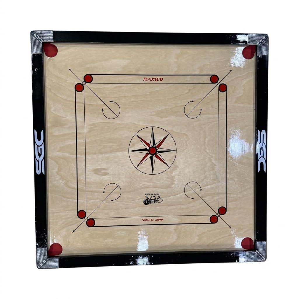 SGC Carrom Board 32" Full Size with Coin Powder Striker (Carrom Without Stand) 1.5" Side-image-29