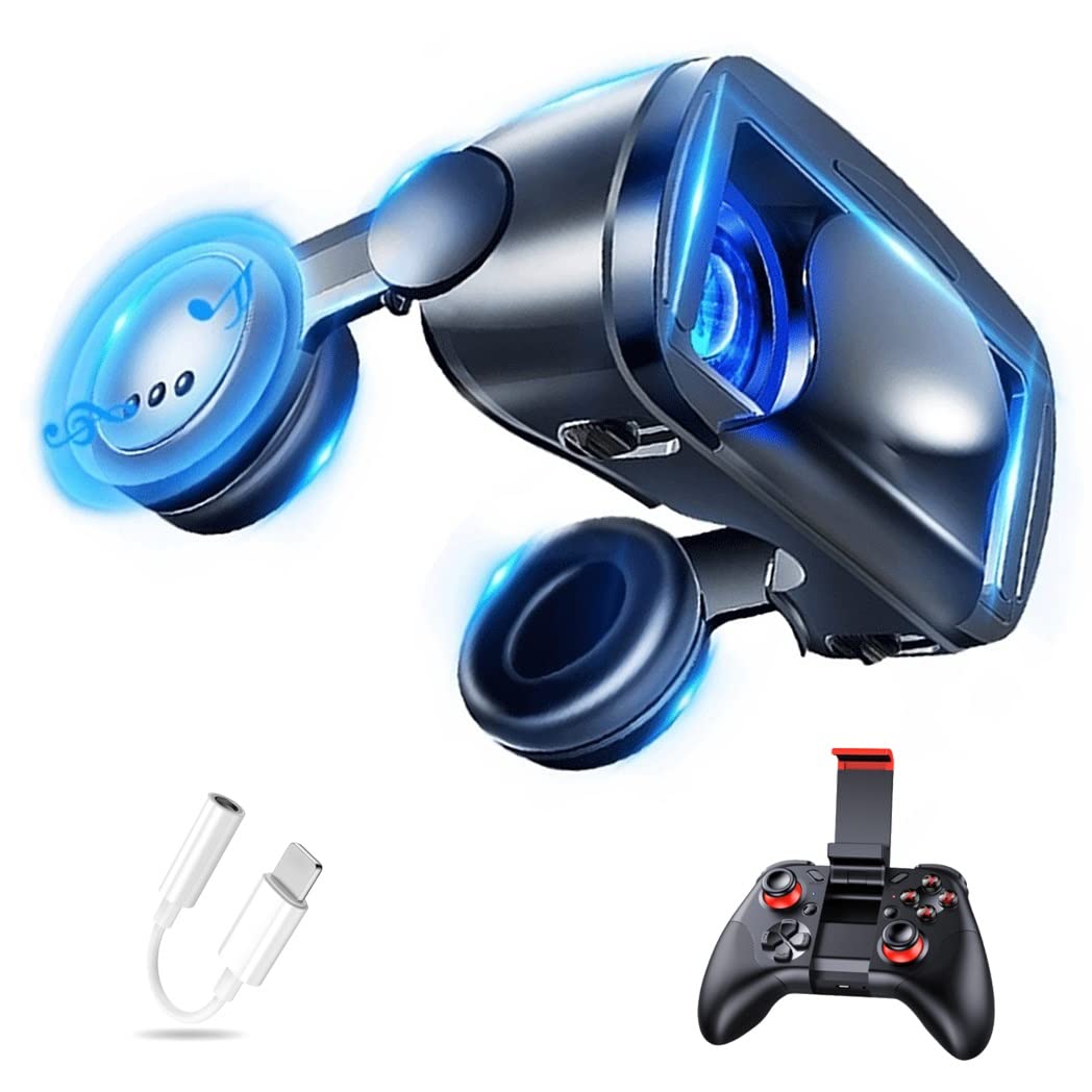 Occhiali VR, Visore Realtà Virtuale, Cuffie 3D VR Compatibile con Tutti Gli, Lente Regolabile per Film e Giochi 3D, per iPhone 13 Pro Max/13 Pro/13/12/11, per Samsung Galaxy S21, Huawei, Xiaomi