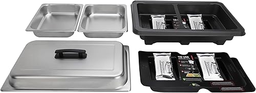 Miniatura 8 de Sterno SpeedHeat - Juego de bufé sin llama, incluye tapa y 2 bandejas para alimentos, color plateado