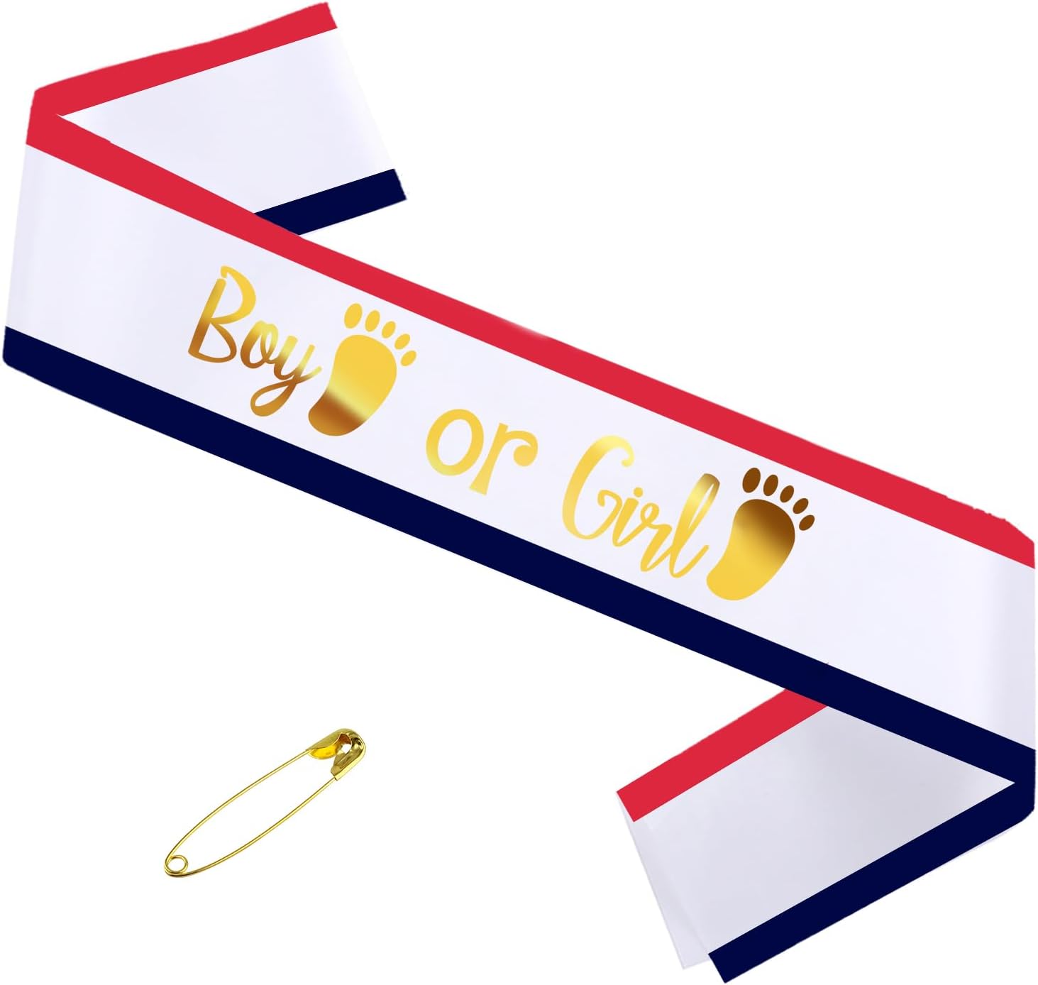 US Flag Colors, sash, Boy or Gril sash, Gender reveal sash for mom and dad, mommy to be, daddy to be sashes, sashes for baby shower, mom to be sash, baby show sash, Neutral sash (US Colors with Gold)
