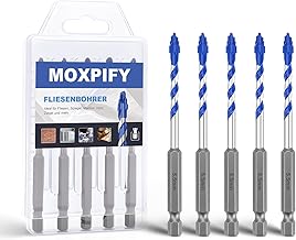 Juego de 5 brocas para azulejos de 5 x 100 mm con vástago hexagonal de 6,35 mm para azulejos, macetas, madera, porcelana, paredes de ladrillo