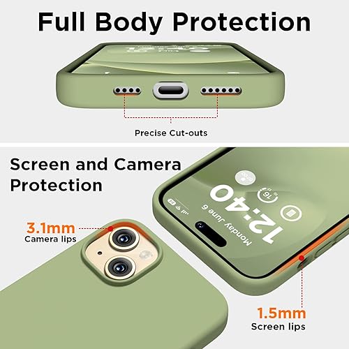Miniatura 3 de Funda de silicona para iPhone 15 Plus, cubierta protectora de cuerpo completo, forro de microfibra suave antiarañazos, funda delgada ultrafina para