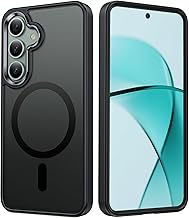 FNTCASE for Samsung Galaxy S24 Case: Magnetic Phone Cover Support Wireless Charging for Galaxy S24 Military Grade Shockproof Slim Translucent Matte Protective Bumper 6.2" Black