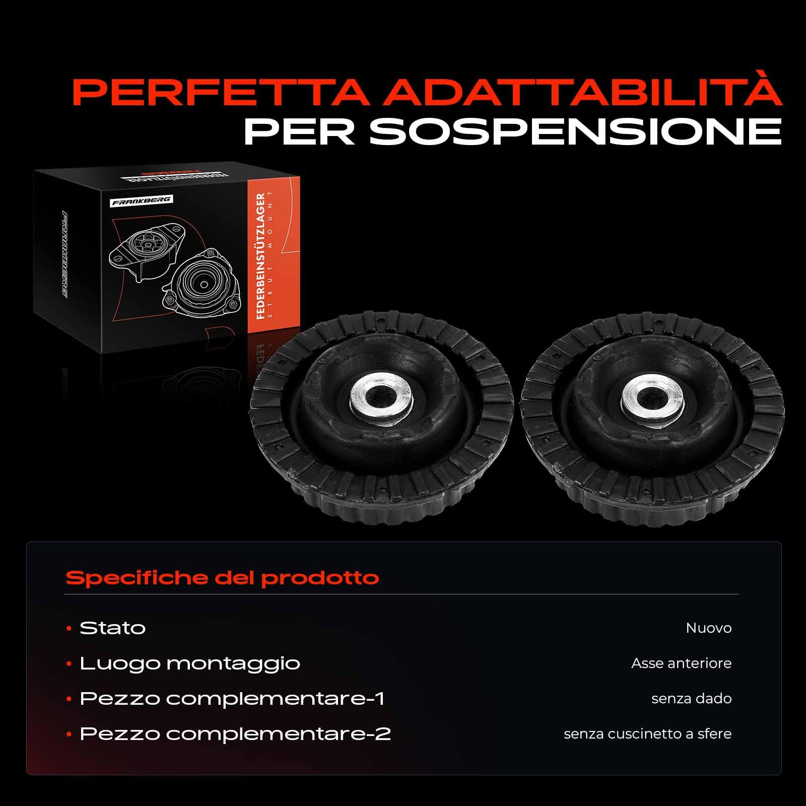 Frankberg 2x Cuscinetti a cupola Cuscinetto di supporto ammortizzatore Anteriore sinistro Destro Compatibile con 147 937 1.6L-3.2L 2001-2010 156 932 1.6L-3.2L 1997-2005 156 Sportwagon 932 166 SM2005