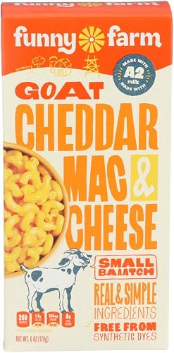 Funny Farm A2 Milk Macaroni and Cheese | Pasta with Cheddar Cheese Flavor - Goat Cheese Mac and Cheese Dinner Bundle | A2 Goat Milk Cheese Powder Base with Elbow Macaroni Noodles - Goats Milk Based Cheddar Cheese Powder Mac n Cheese