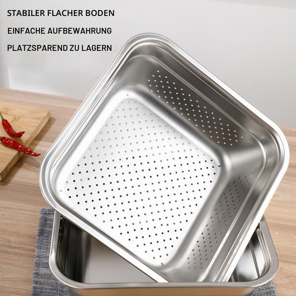 Edelstahl-Spülschüssel, Mehrzweck-Geschirrwanne für Waschbecken, großes rechteckiges Waschbecken, Geschirr-Waschschüsselkorb, großes Fassungsvermögen, Waschbecken mit gerolltem Rand, gebürstet für die