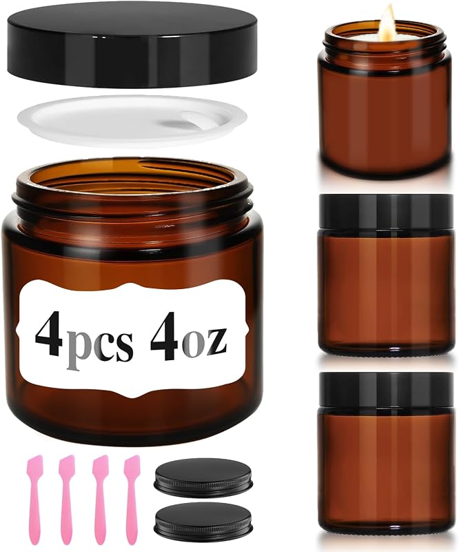 Frascos de vidro âmbar DPLASKA com tampas, 4 unidades, 120 mL