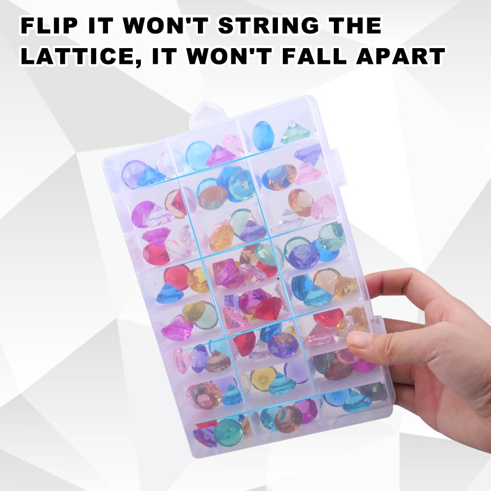 Scatola Portaoggetti Plastica 24 Scomparti Coperchio Trasparente Regolabile Organizer per Perline, Viti