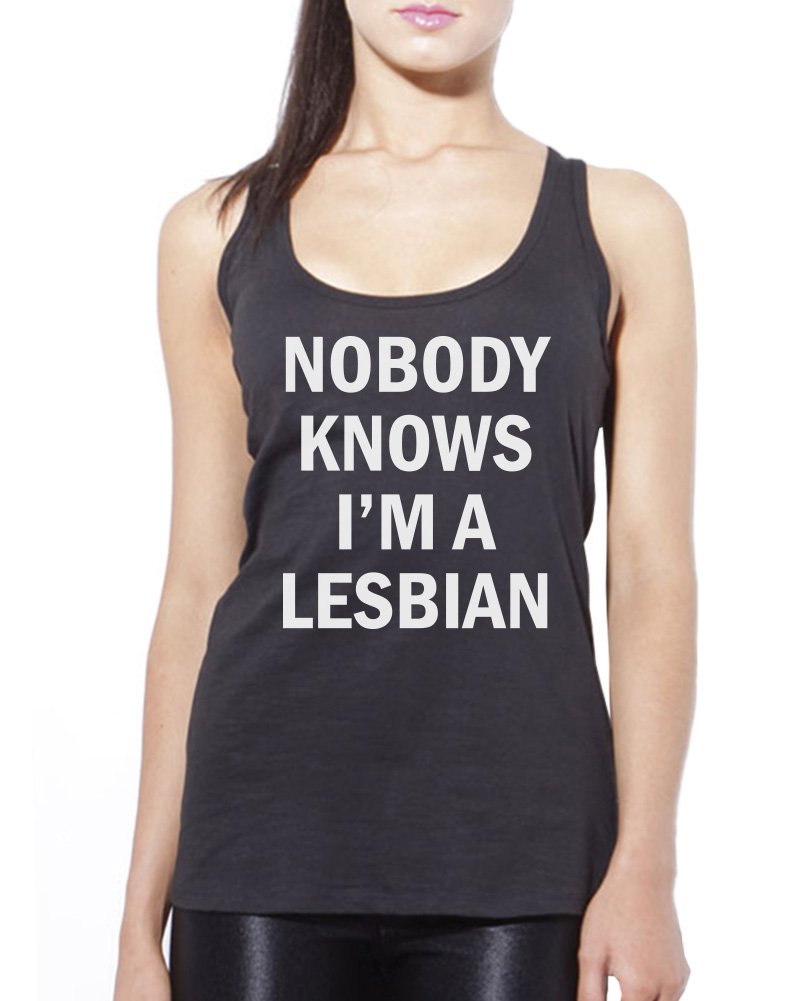 Hotscamp Women's Black Nobody Knows I'm A Lesbian Vest - Small