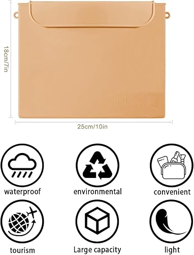 Miniatura 6 de Bolsa de maquillaje de silicona, bolsa de cosméticos de viaje de alta capacidad, bolsa de aseo de viaje para mujer con 3 hebillas magnéticas, bolsa