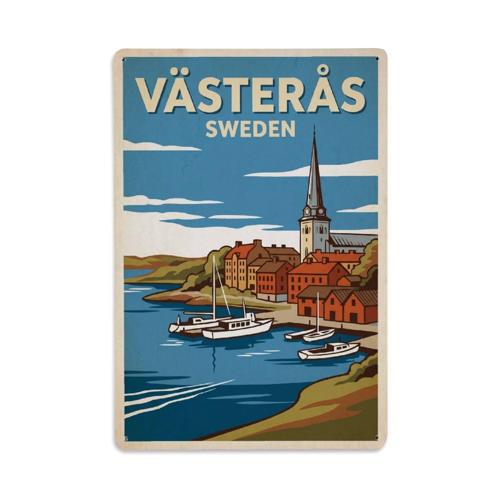 Sweden Vasteras Travel Retro Metal Tin Sign Plaque Wall Decor for Cafe, Club Bar, Office, Garden Metal Poster 8x12Inch