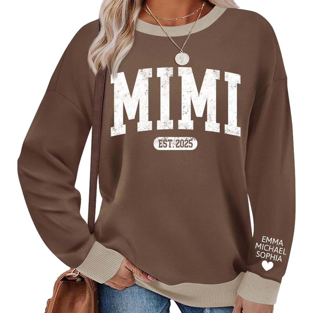 Personalized Mimi Sweatshirt For Women Custom Mimi Gifts from Grandkids Grandma Sweater Nana Crewneck Mothers Day Apparel Grandmother