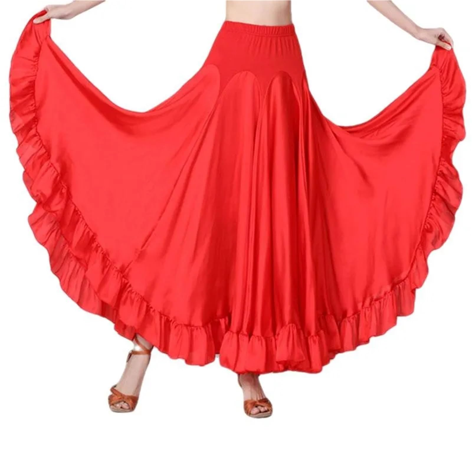 Jupe Flamenco Jupe Longue de Danse Moderne for Adulte, Costume de Danse Standard, Grande balançoire, Jupe de Salon Flamenco, vêtements de Valse
