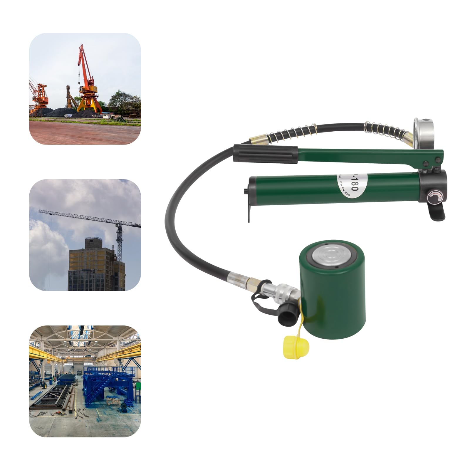 Martinetto idraulico da 20 tonnellate + pompa manuale cp-180 con manometro, kit di alimentazione per martinetto idraulico a basso profilo da 2 pollici, piccolo martinetto idraulico portatile da 20 t