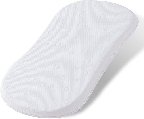Miniatura 13 de Colchón de moisés para bebé, 24" x 20.8" x 2" colchón de espuma viscoelástica de gel de doble cara con funda suave transpirable extraíble que se