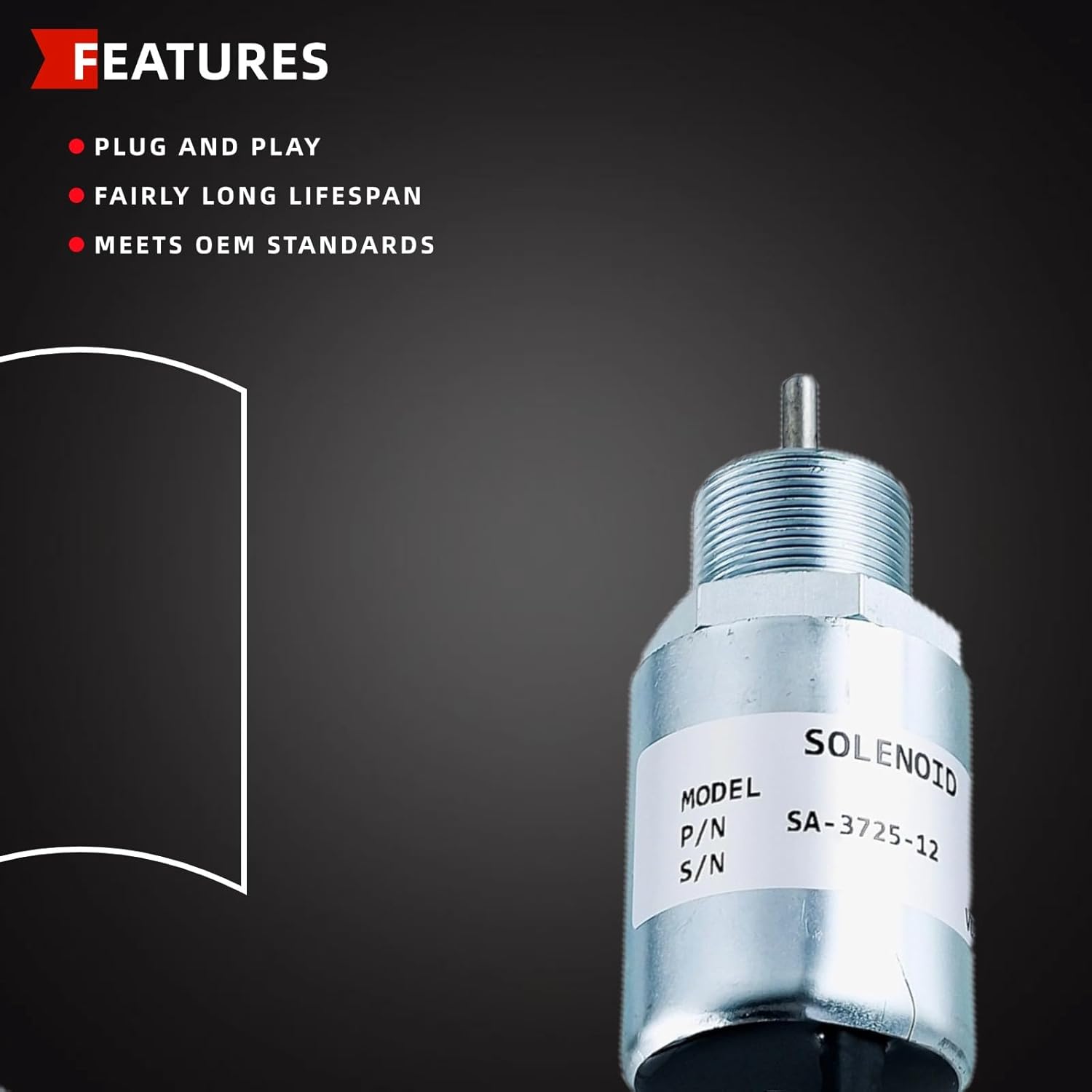 12V Fuel Shut Off Solenoid Fit for Mitsubishi L2E L3E S3L S4L Engine Mahindra Max 28 Tractor Stop Solenoid Replace SA-3725-12 30A87-00040 30A87-10041 30A87-20402 30A87-10043 30A87-10044