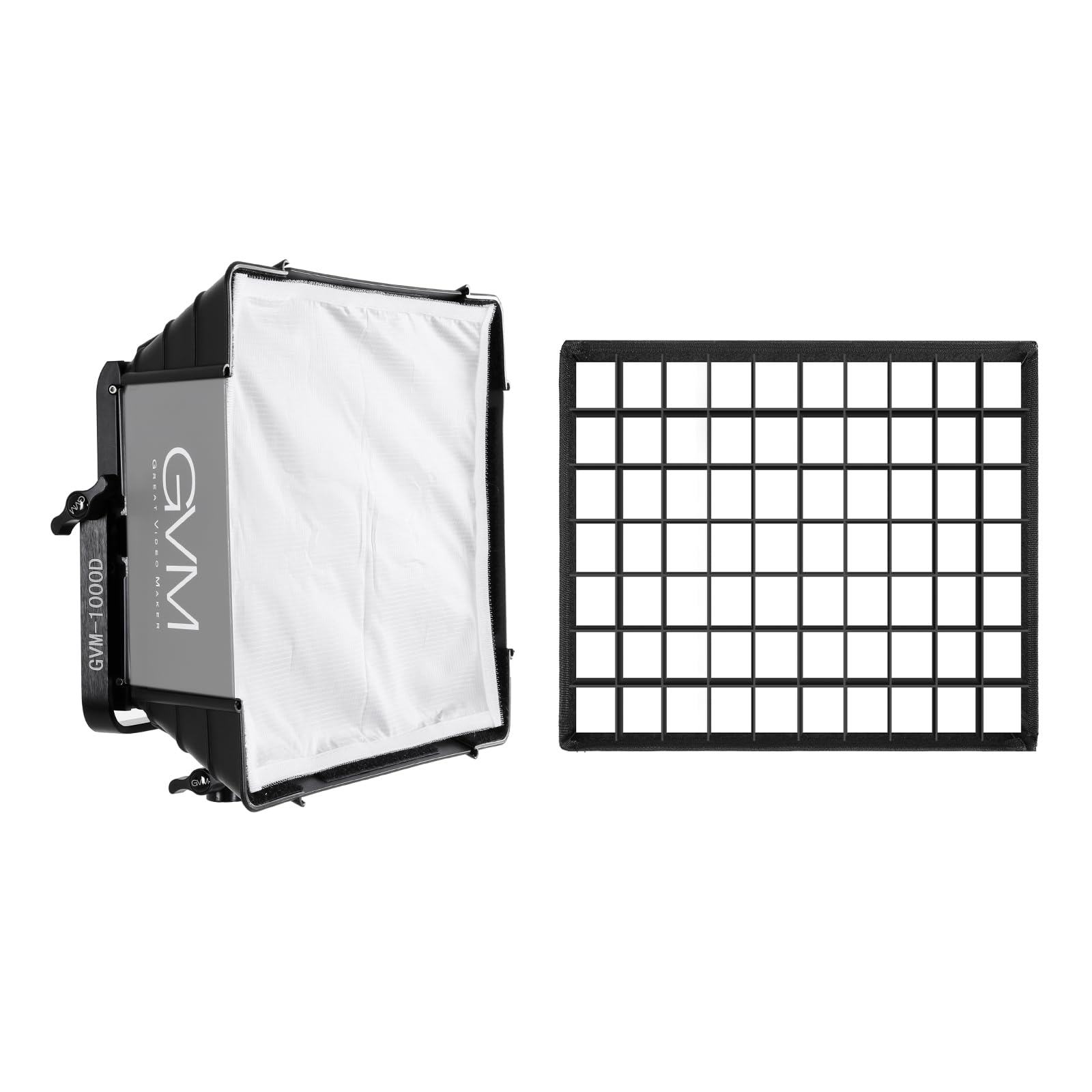 GVM 2 Packs Foldable Softbox Diffuser with Grid Beehive for GVM 1000D 680RS 880RS Series Video Light, Suitable for Studio Lighting, Portrait Photography, Led Panel, Gaming, Filming