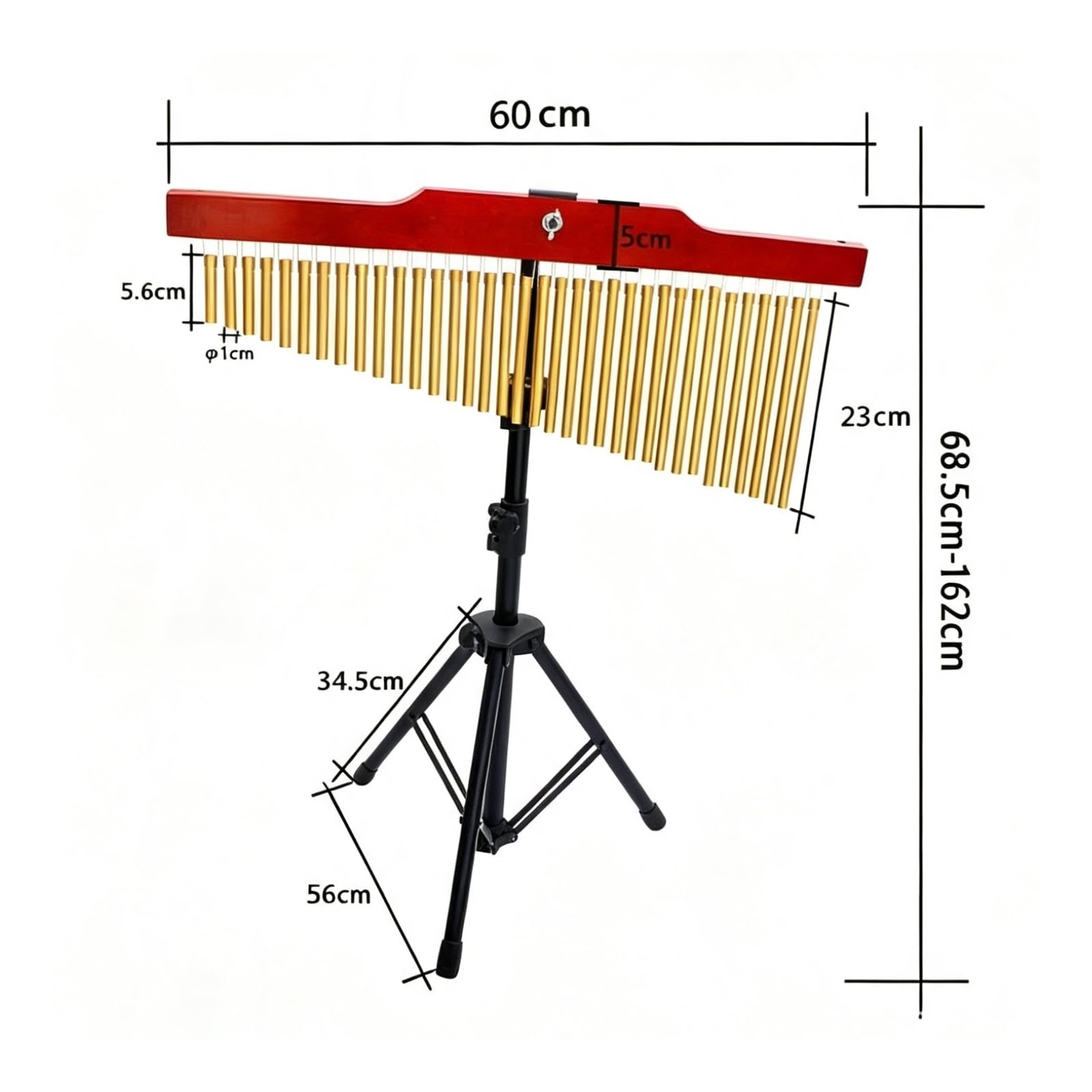 predolo Campanelli a 36 Note Dorato Campanelli a Barra con Treppiede Regolabile Strumento a Percussione 36 Barre per Studenti