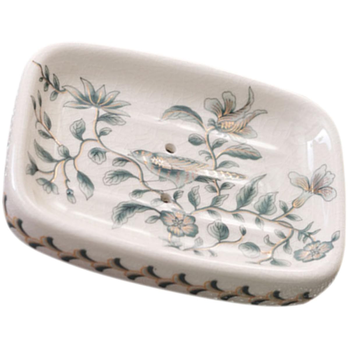 Porte-savonnette céramique Alipis blanc avec drainage automatique chic pour douche