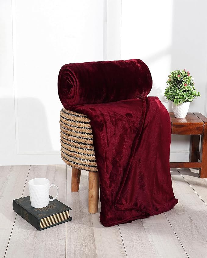 Image of Amazing Super Soft Double Bed Woollen Quilt Cover, 310TC Warm Duvet Cover, Woolen Duvet Cover /Rajai Cover /Blanket Cover /Quilt Cover King Size=90x100 Inches, Winter Blanket Cover (Maroon)