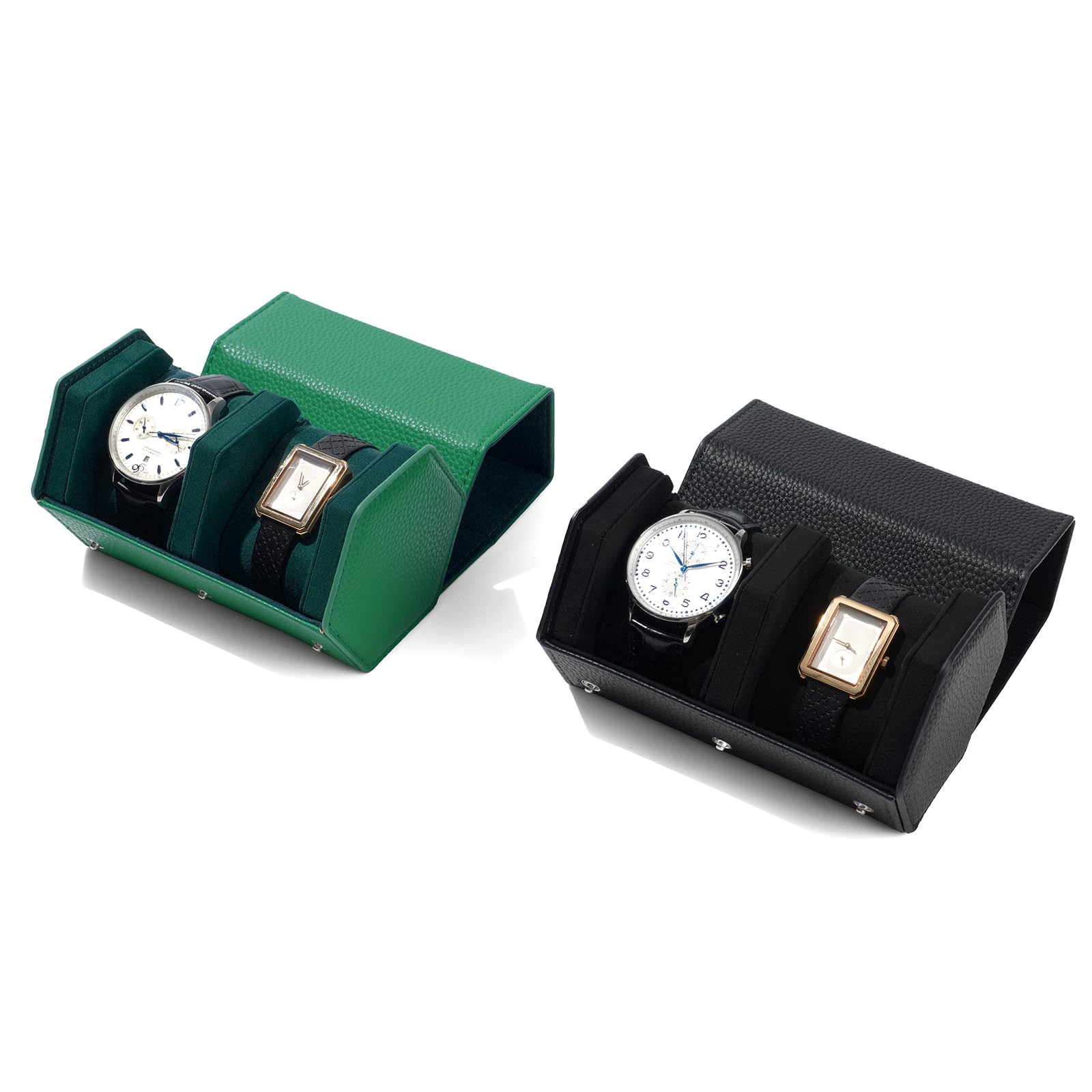 Estuche De Viaje De Piel Para Relojes (doble)