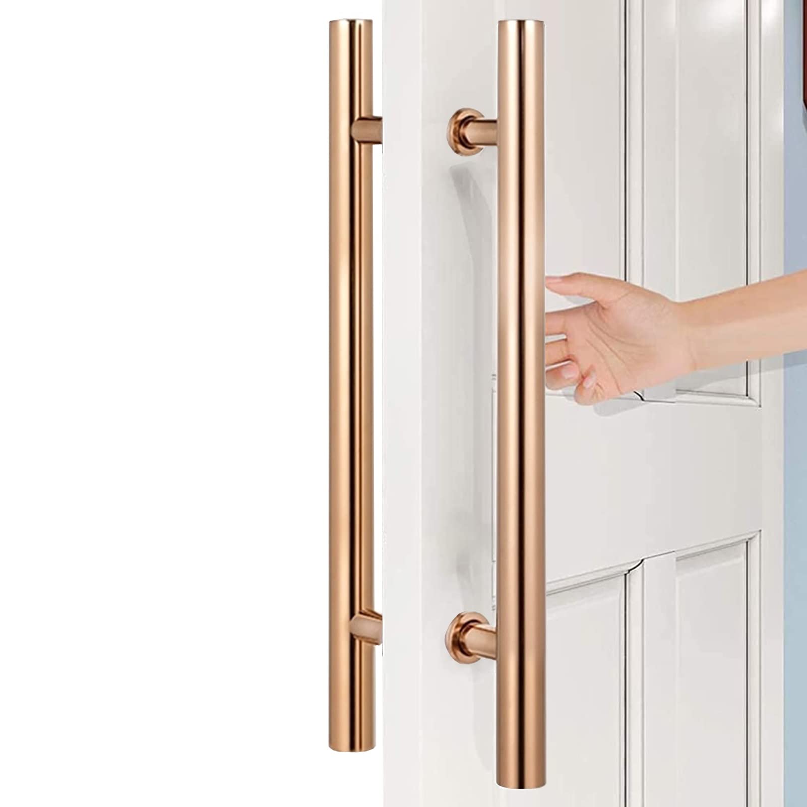 DFGHNBVC Door Handle Pull Push Shower Kitchen Door Pulls Barn For Wooden Door,Modern Push Pull For Commercial Entryway Brushed Nickel,Stainless Steel Shower Sliding,Rose Gold-120 Cm (47In)