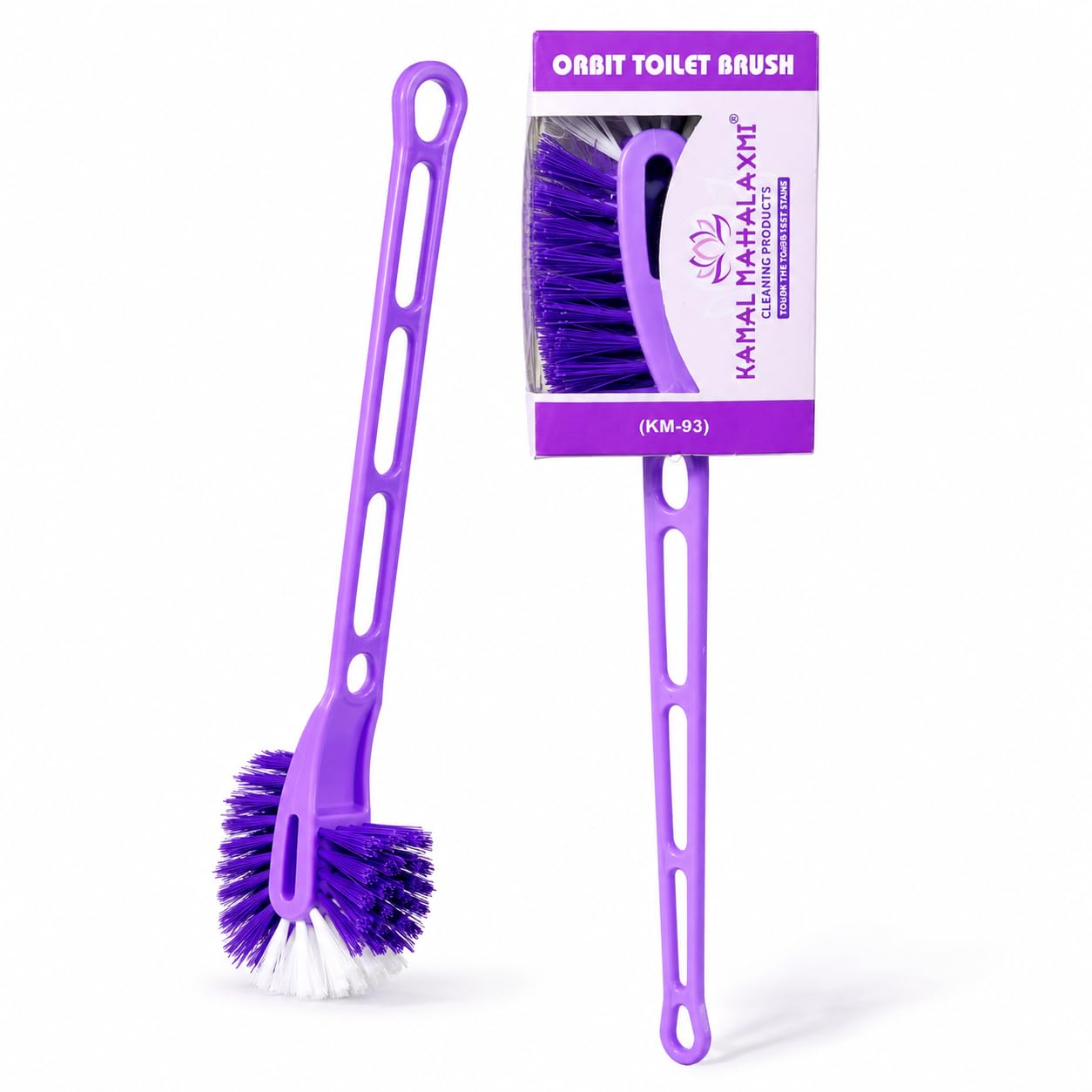 Toilet Cleaning Brush with Long Handle, Heavy Duty Scrubber, Strong Bristles, 38 cm, Purple, Ergonomic Grip-picture-34