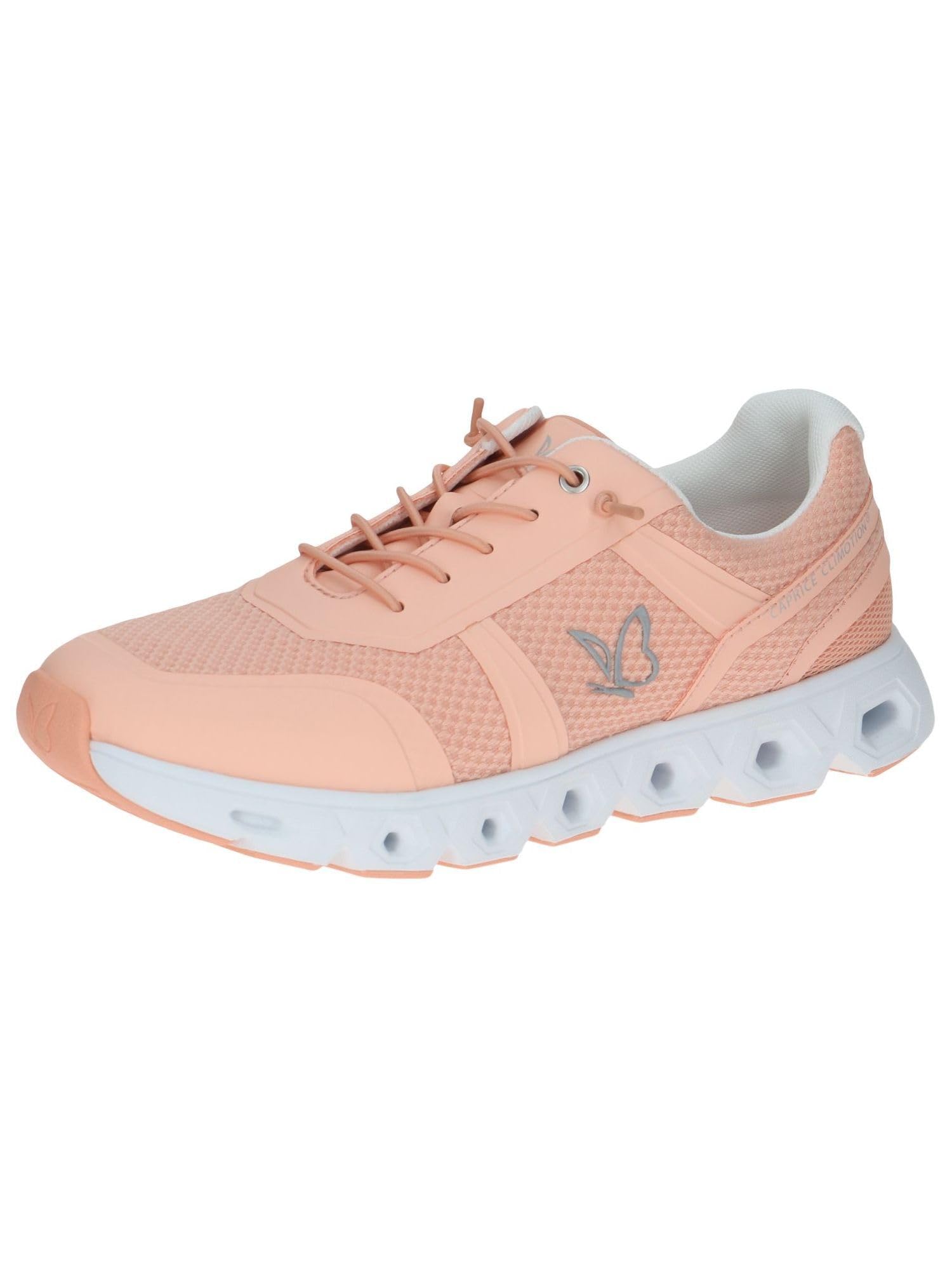 CAPRICE Women's Flat Sneakers with Laces Vegan, Pink (Peach Comb), 3.5 UK
