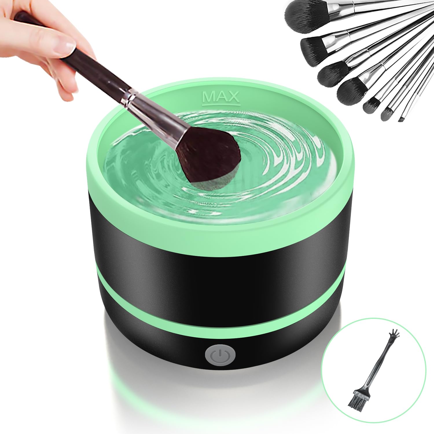 Limpiador de brochas de maquillaje eléctrico eficiente y rápido, funcionamiento con un solo botón, limpieza profunda, protección de la piel, adecuado para todas las brochas de maquillaje, lavadora de