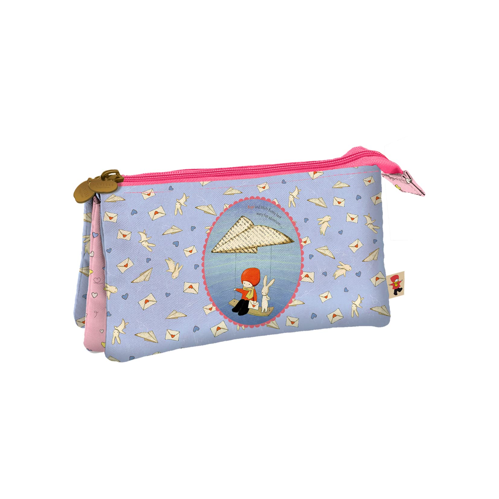 Triple briefcase - Santoro "Poppi Loves" - Messenger, Berry