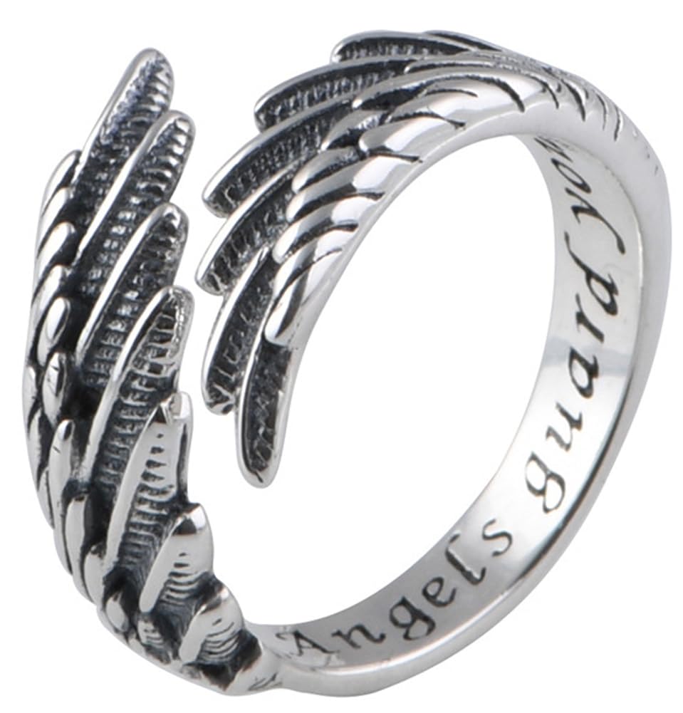 Bague ailes d'ange en argent S925 pour un look vintage chic