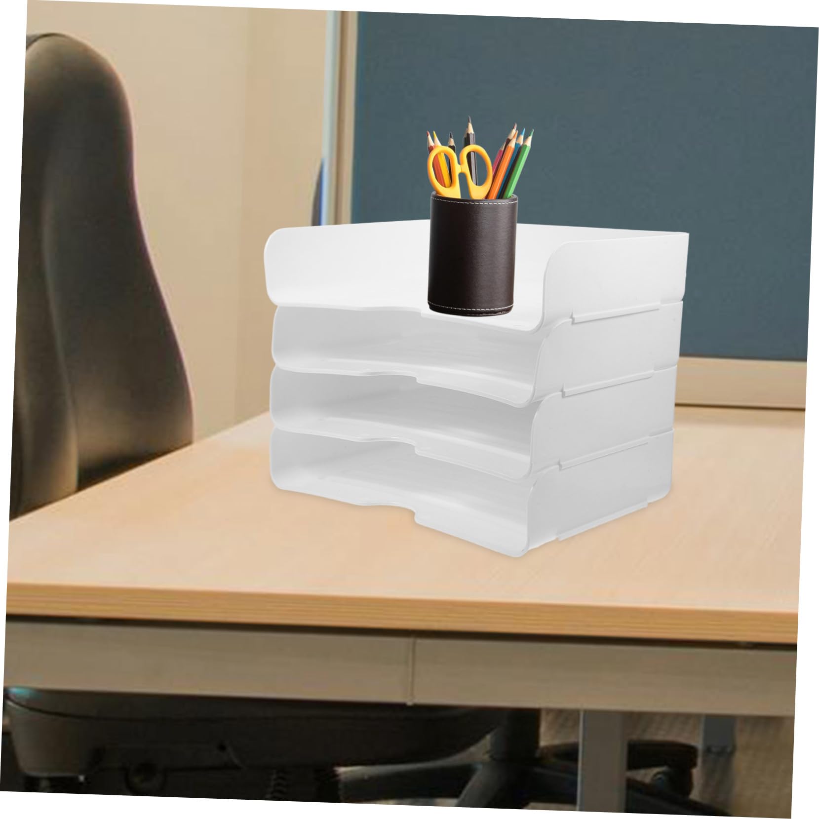 Veemoon 4 Pezzi Vassoio Impilabile per Documenti Scrivania Organizer per Carta Design Elegante e Ottimizza Lavoro e Mantiene Ordine