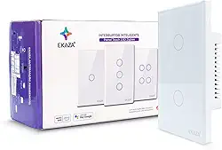 EKAZA Interruptor Inteligente, Touch, borda 2.5 D, Zigbee, 2 Botões, Branco, Compativel com Google home e Alexa -EKGC-T307-2WZ