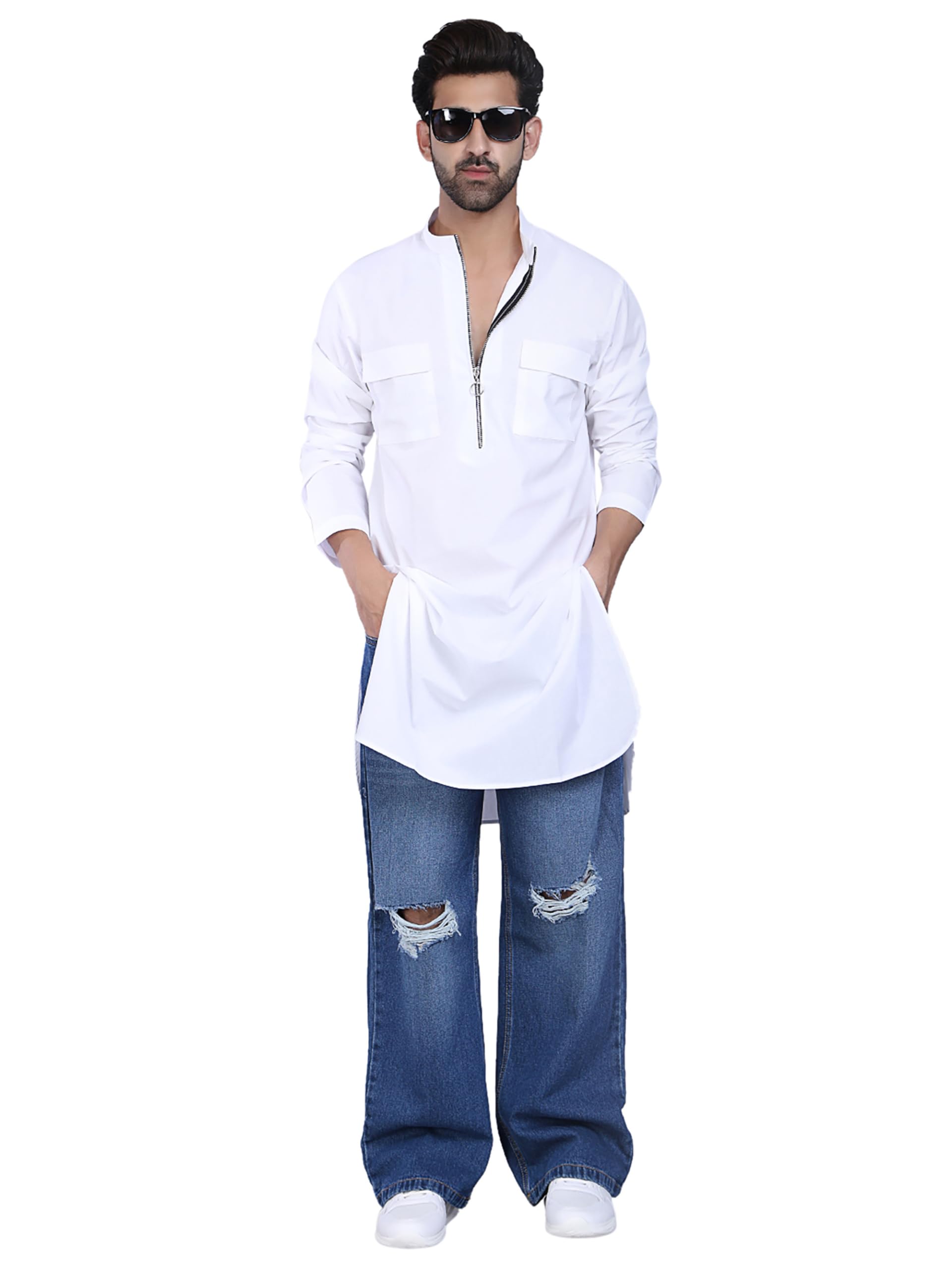 midav Men’s Regular Cotton Full Sleeves Kurta for Stylish & Comfortable with The Perfect Indian Ethnic Ensemble | White | ST-K31V-8CXL | Regular Fit-picture-11