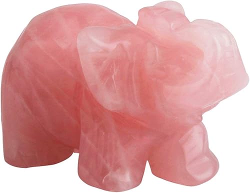 Miniatura 3 de mookaitedecor Bundle - 2 artículos: Estatua de escultura de elefante de cristal de cuarzo rosa y figura de cristal de Buda feliz para la decoración