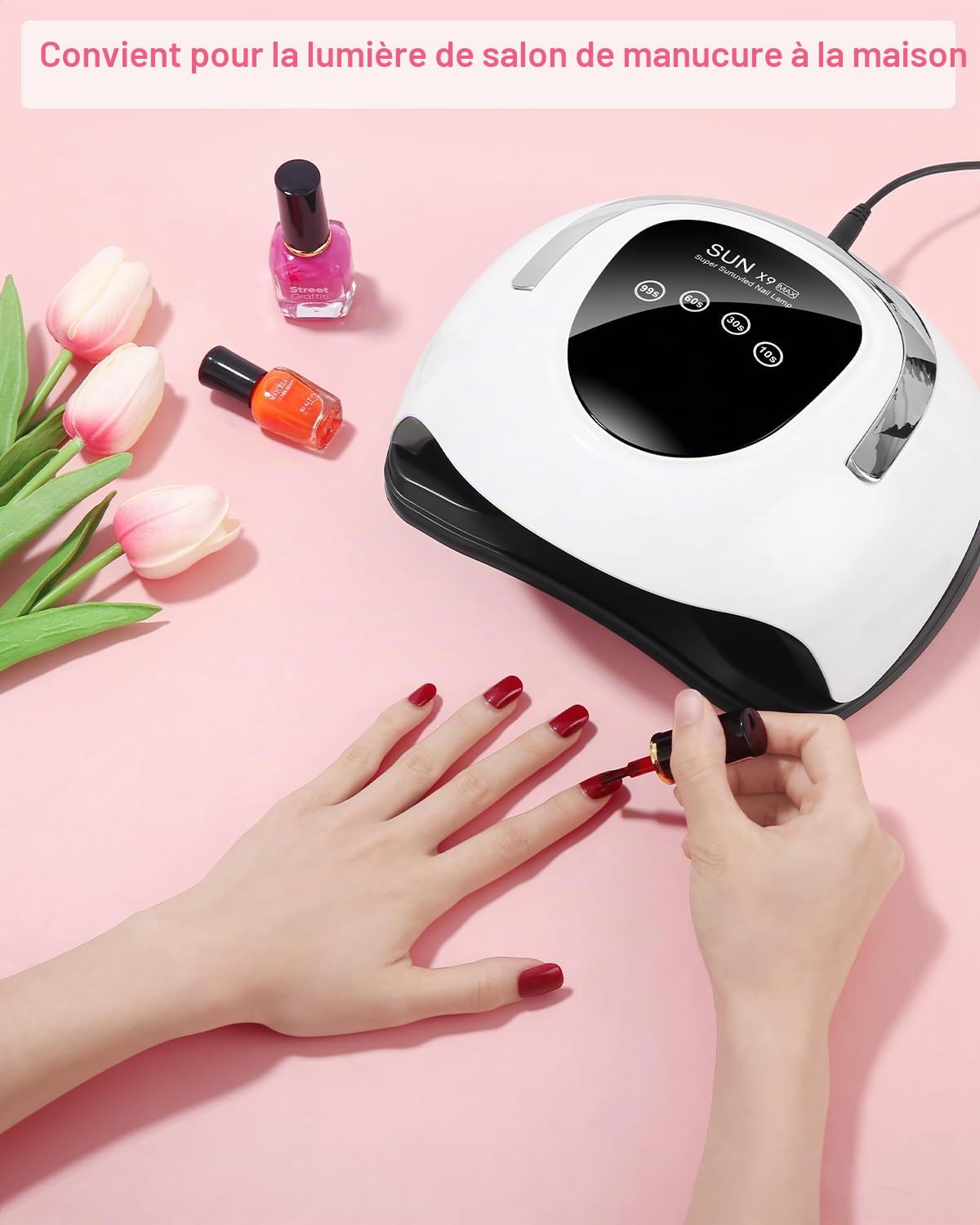 220W Lampe UV Ongles Gel, 10/30/60/99S Minuteries Lampe UV Vernis Semi Permanent, Portable Lampe LED Ongle avec Capteur Automatique, Professionnel Lampe UV Ongles Gel Pose pour Toutes Les Gels