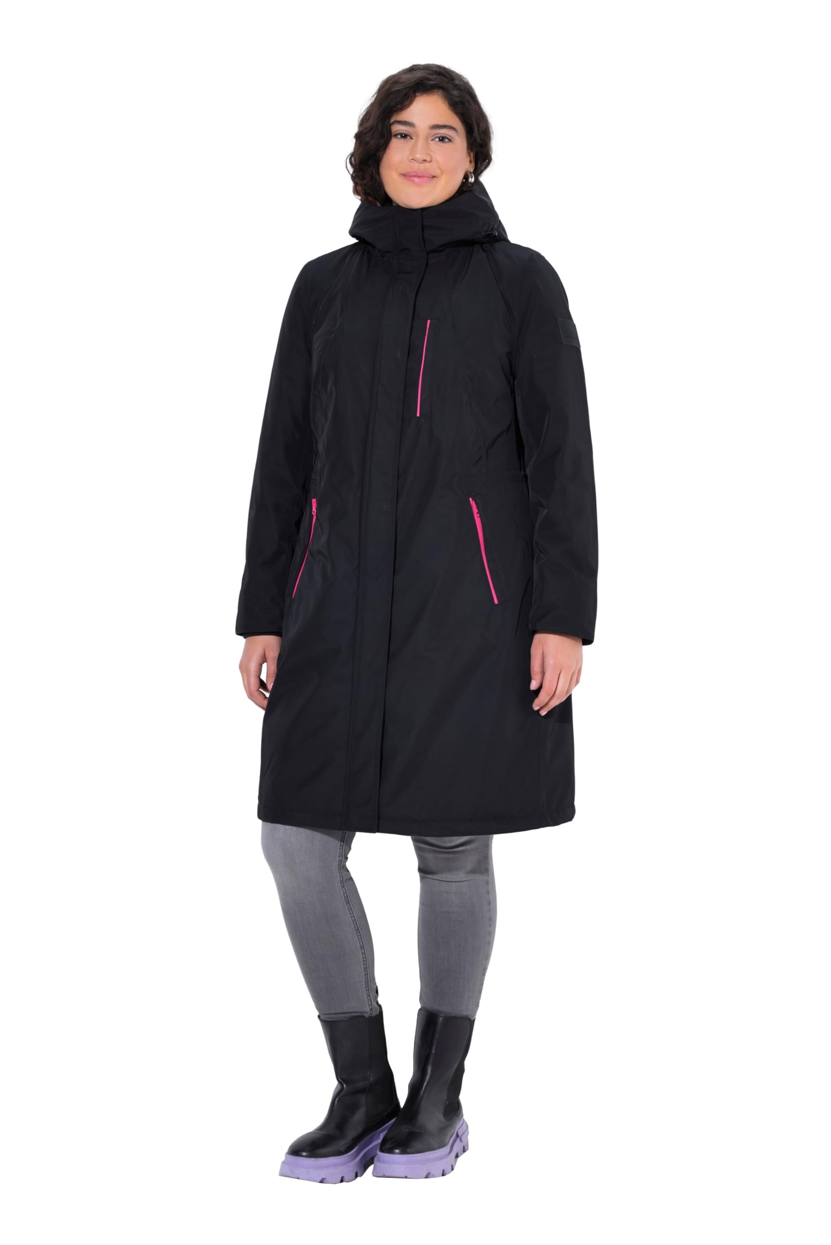 Ulla Popken Damen große Größen Übergrößen Plus Size HYPRAR Funktionsmantel, wasserdicht, Kapuze 835671