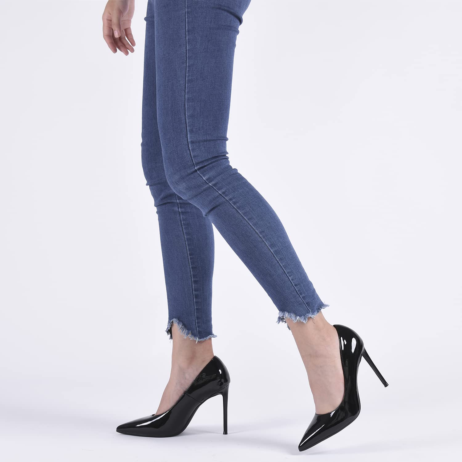 GENSHUO Damen Stiletto High Heels 10CM Sexy Spitze Stiletto Pumps Lackleder Geschlossene Zehe Party Abschlussball Hochzeit Absatzschuhe Stiletto Heels Größe EU 36-42
