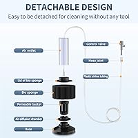 Vista 6 de Pawfly Bomba de aire para acuario con kit de filtro de esponja nano bio, válvula de control de aire, tubería de línea aérea y accesorios de válvula