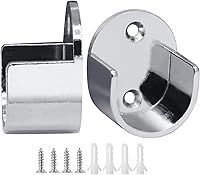 Vista 12 de Paquete de 2 soportes ovalados de extremo de barra de armario, soporte de armario de aleación de zinc, soporte de barra de armario para varillas