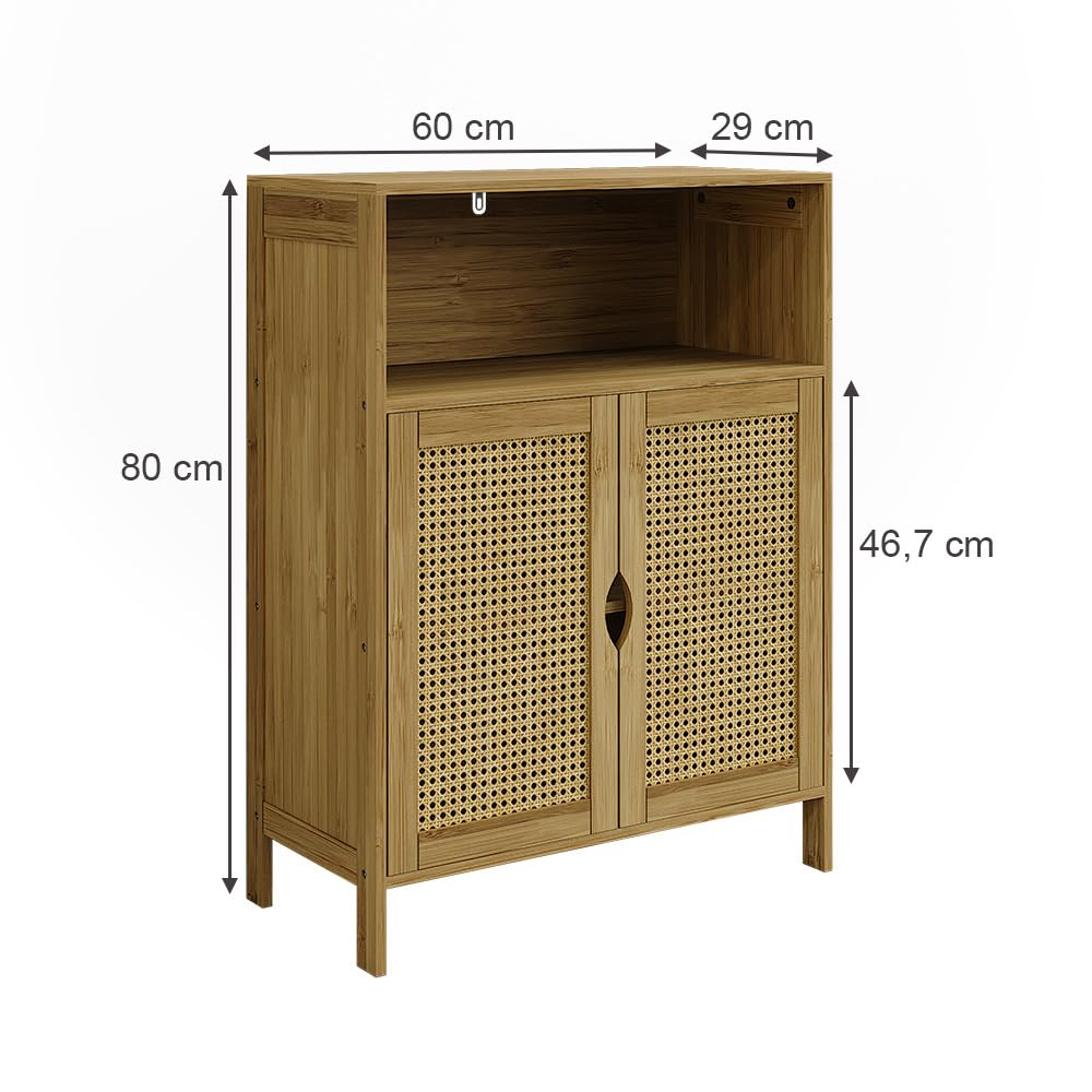 Vicco Armoire Midischrank Liora, Bambou, 60x80cm, pour Le Rangement des Accessoires de Salle de Bain et des Serviettes