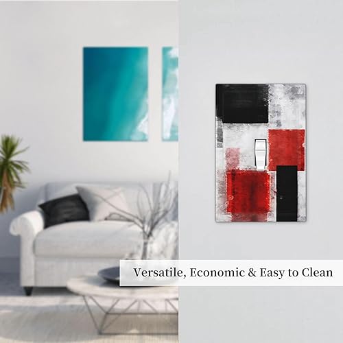 Miniatura 4 de Negro Rojo Gris Gris Arte Abstracto Pintura Geométrica Moderno Celosía Galería 1-Gang Dispositivo de palanca simple Interruptor de luz eléctrica