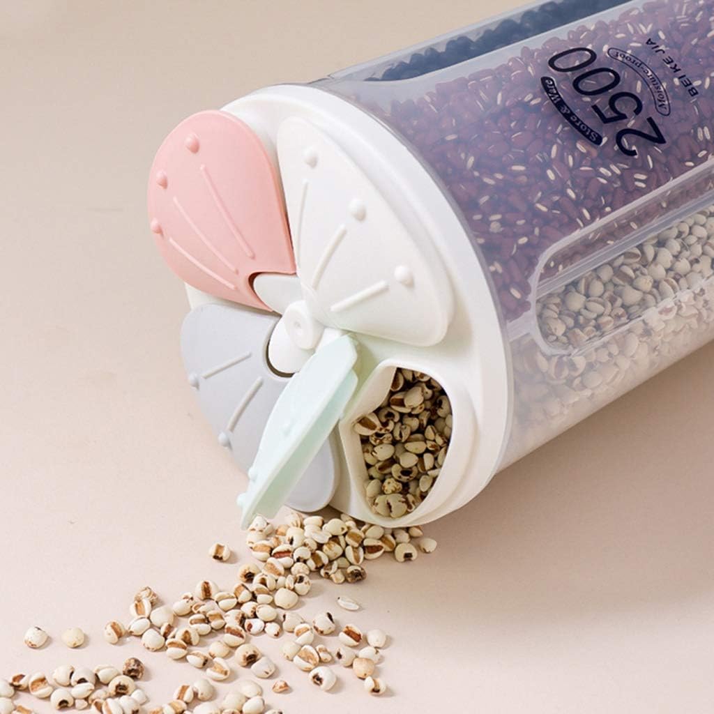 Food Storage Sealed Storage Box Crisper Grains Food Storage Tank Household Kitchen Food Containers for Dry Cereals Measure Cups Kitchen Tool Fresh-Keeping Box (Color : Green2.5L) (Gray 1.5l )