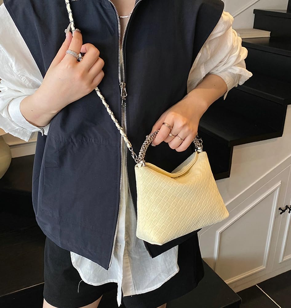 Trendy Woven Top Handle Bag for Women PU Leather Hobo Bags Casual Crossbody Purse Shoulder Satchel Bag Tote Handbag