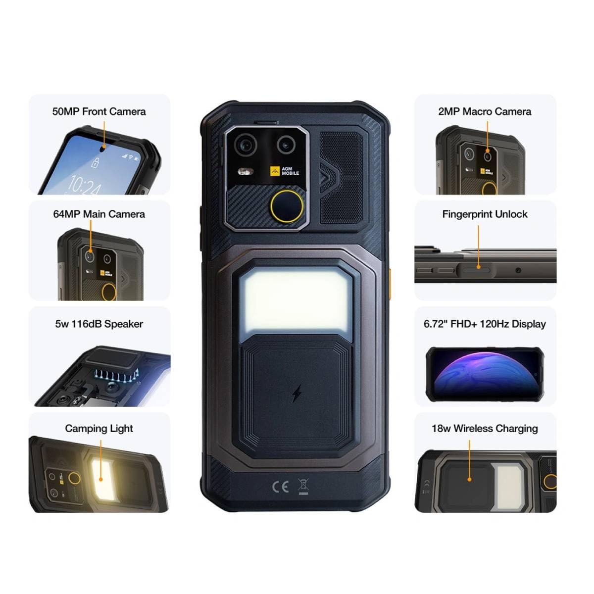 AGM Mobile G3 512 GB 5G Smartphone 17,1 cm (6.72") 2,0 GHz Android 64 MP Dual Kamera Dual Sim WiFi 6 (Schwarz) [Energieklasse A] (AGM_G3_EU002B)